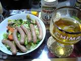 ソーセージと野菜炒め＆エチゴビール